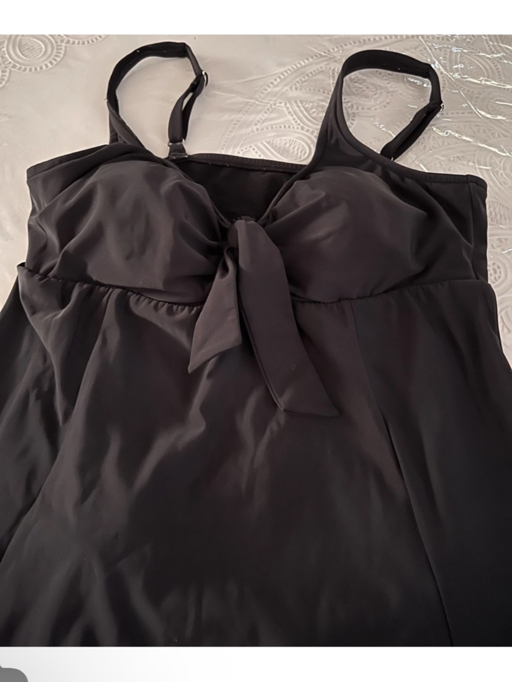 CROFT & BARROW Black SIZE 12 Tie-Front One-Piece Swimsuit Dress Full Coverage